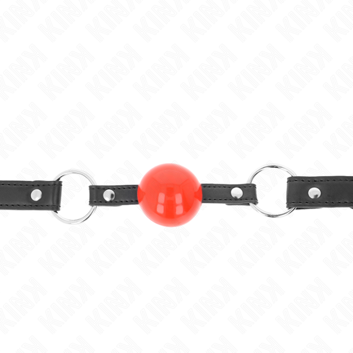 KINK - MORDAZA DE BOLA 4 CM CON CANDADO BOLA ROJA CORREA NEGRA 60 x 2 CM | VibraZon