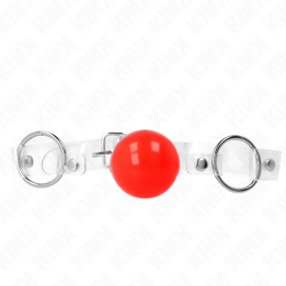 KINK - MORDAZA DE BOLA ROJA DE PVC TRANSPARENTE AJUSTABLE | VibraZon