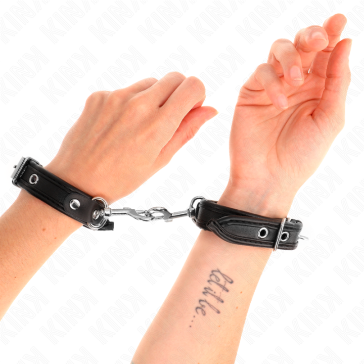 KINK - MUÑEQUERAS MINI NEGRO CON TACHUELAS AJUSTABLE 16-22 CM X 2 CM | VibraZon
