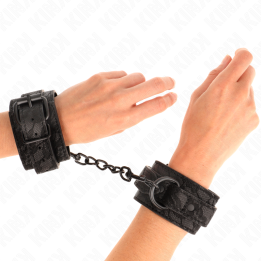 KINK - MUÑEQUERAS DE ENCAJE AJUSTABLE NEGRO 19-26 CM | VibraZon