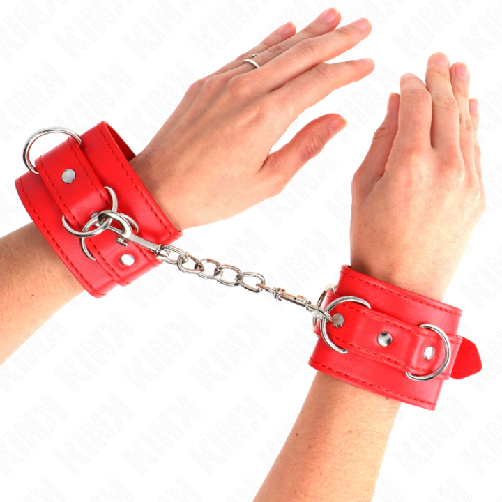KINK - MUÑEQUERAS CON 3 ANILLAS EN D AJUSTABLE ROJO 17.5-25 CM X 6 CM | VibraZon