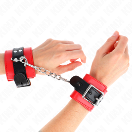 KINK - MUÑEQUERAS ROJO CON CORREA NEGRO AJUSTABLE 17-28 CM X 6 CM | VibraZon