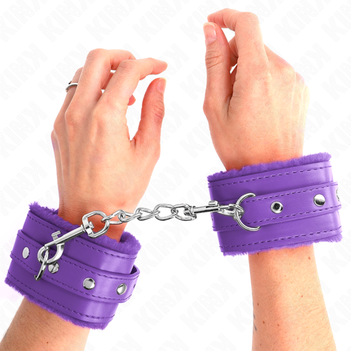 KINK - MUÑEQUERAS FORRADAS PREMIUM VIOLETA CON CORREA VIOLETA AJUSTABLE 17-29 CM X 6 CM | VibraZon