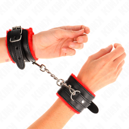 KINK - MUÑEQUERAS FORRADAS PREMIUM ROJO CON CORREA NEGRO AJUSTABLE 17-29 CM X 6 CM | VibraZon