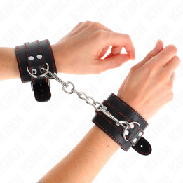 KINK - MUÑEQUERAS NEGRO CON DETALLES EN ROJO AJUSTABLE 20-28 CM X 5.5 CM | VibraZon