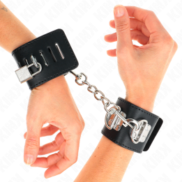 KINK - MUÑEQUERAS MULTIPOSICIÓN CON CIERRE CANDADO NEGRO AJUSTABLE 16-23 CM X 5.5 CM | VibraZon