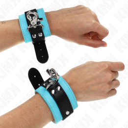 KINK - MUÑEQUERAS CON CIERRE PREMIUM NEGRO / AZUL AJUSTABLE 21-28 CM X 5.5 CM | VibraZon
