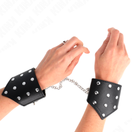 KINK - MUÑEQUERAS ESTILO PUNTIAGUDO NEGRO CON CADENA AJUSTABLE 17-23 CM X 8.5 CM | VibraZon