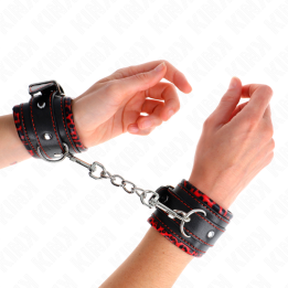 KINK - MUÑEQUERAS FORRADAS ROJO / NEGRO AJUSTABLE 17-29 CM X 6 CM | VibraZon
