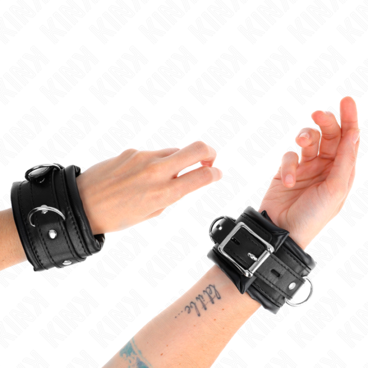 KINK - MUÑEQUERAS ESTILO HEAVY FORRO NEGRO AJUSTABLE 20-30 CM X 6 CM | VibraZon
