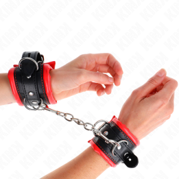 KINK - MUÑEQUERAS ESTILO HEAVY FORRO ROJO AJUSTABLE 20-30 CM X 6 CM | VibraZon