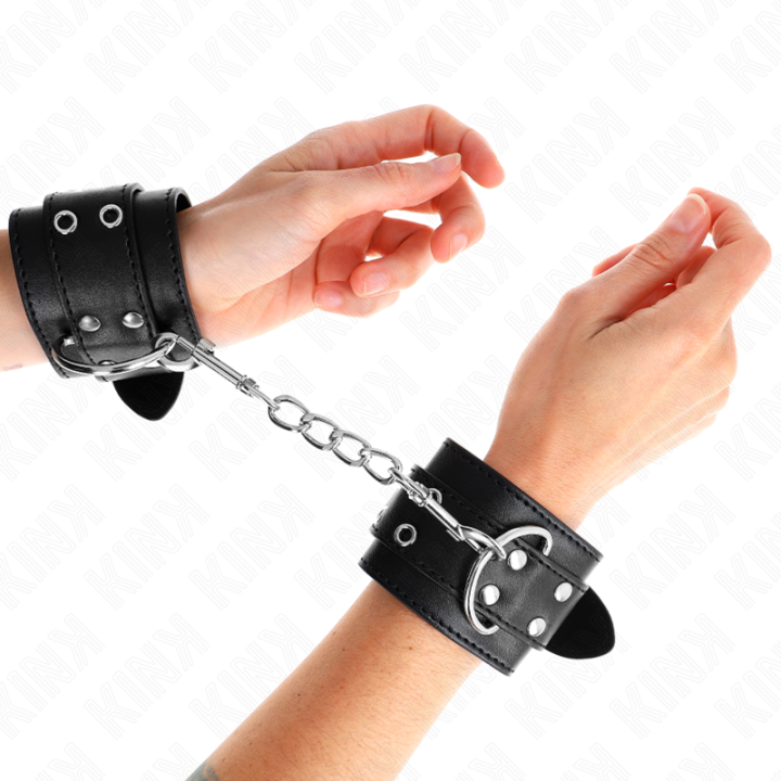 KINK - MUÑEQUERAS CON DOBLE LÍNEA DE TACHUELAS NEGRO AUSTABLE 19-26 CM | VibraZon