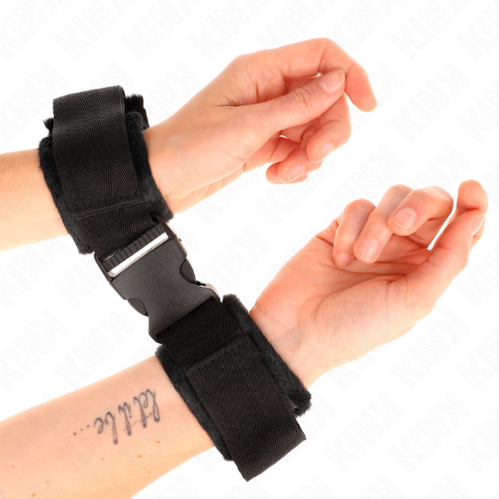 KINK - MUÑEQUERAS NYLON NEGRO MODELO 1 AJUSTABLE 25-35 CM X 6 CM | VibraZon