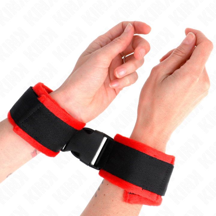 KINK - MUÑEQUERAS NYLON ROJO-NEGRO MODELO 1 AJUSTABLE 25-35 CM X 6 CM | VibraZon