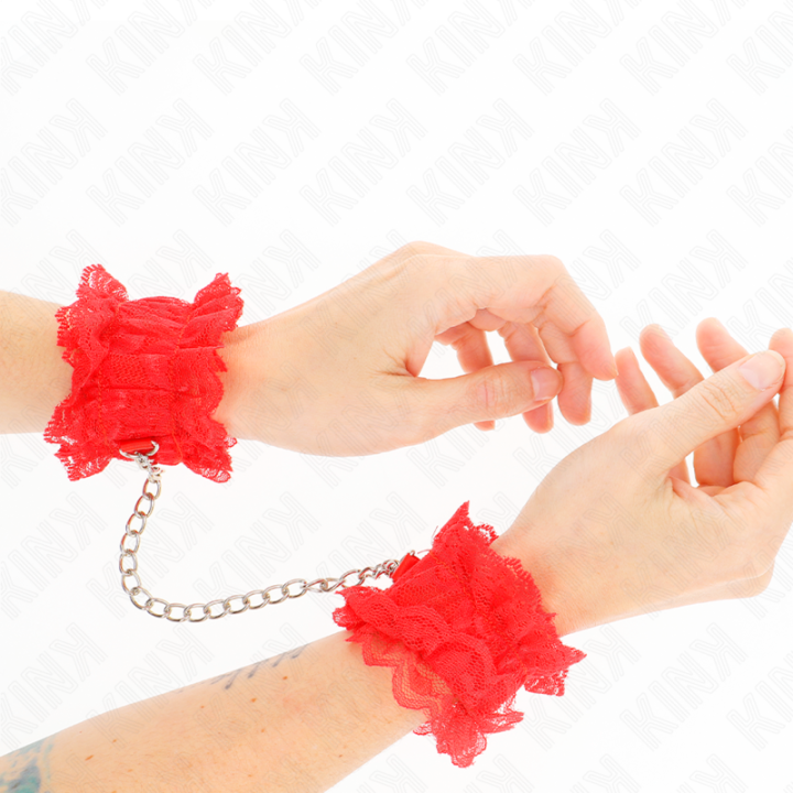 KINK - MUÑEQUERAS ELÁSTICAS DE ENCAJE ROJO | VibraZon