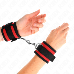 KINK - MUÑEQUERAS NYLON ROJO-NEGRO MODELO 2 AJUSTABLE 18-35 CM X 6 CM | VibraZon