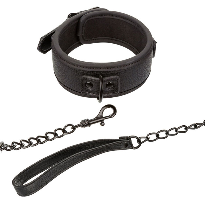 CALEXOTICS - NOCTURNAL COLLAR Y CORREA CUERO AJUSTABLE NEGRO | VibraZon