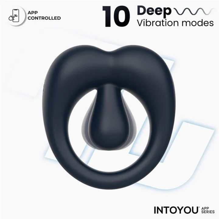 Kenny Anillo Vibrador con Estimulador de Clítoris y APP Azul Noche de Intoyou App Series