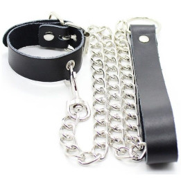 OHMAMA FETISH - COLLAR PARA PENE Y CORREA PIEL CON CADENA METALICA | VibraZon