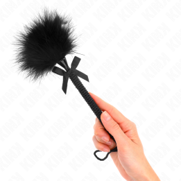 KINK - MASAJEADOR DE CUERDA DE NAILON CON PLUMAS PARA COSQUILLAS Y LAZO NEGRO 25 CM | VibraZon