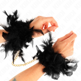 KINK - ESPOSAS DE PLUMAS NEGRO CON CADENA DORADA MODELO 1 | VibraZon
