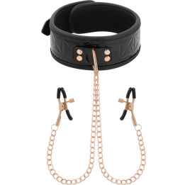 BEGME - NEGRO EDITION COLLAR CON CADENAS Y PINZAS PEZONES CON FORRO DE NEOPRENO | VibraZon