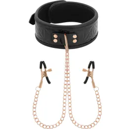 BEGME - NEGRO EDITION COLLAR CON CADENAS Y PINZAS PEZONES CON FORRO DE NEOPRENO