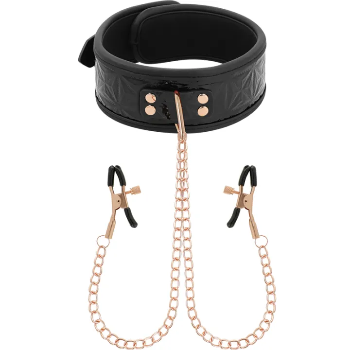 BEGME - NEGRO EDITION COLLAR CON CADENAS Y PINZAS PEZONES CON FORRO DE NEOPRENO