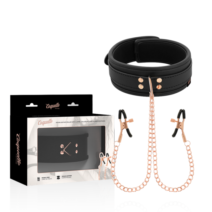 COQUETTE CHIC DESIRE - FANTASY COLLAR CON PINZAS PEZONES CON FORRO DE NEOPRENO | VibraZon