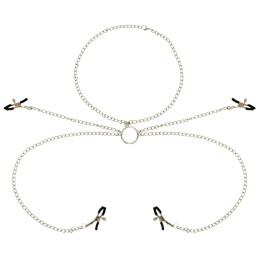 OHMAMA FETISH - 4 PINZAS PEZONES CON COLLAR DE CADENAS | VibraZon