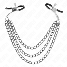 KINK - PINZAS PARA PEZONES CON TRIPLE CADENA NEGRO 20/23/28 CM | VibraZon