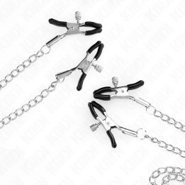 KINK - PINZAS PARA PEZONES Y CLÍTORIS 4 ENGANCHES AJUSTABLE PLATEADO | VibraZon