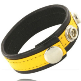LEATHER BODY - CORREA CUERO AJUSTABLE PENE AMARILLO-NEGRA | VibraZon