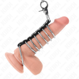 KINK - 7 ANILLOS PENE METAL 3.8 CM A 5 CM CONECTADOS CON POLIPIEL Y CADENA METAL 100 CM | VibraZon