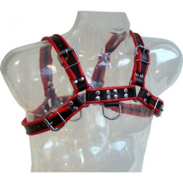 LEATHER BODY - CHAIN ARNES III NEGRO / ROJO | VibraZon