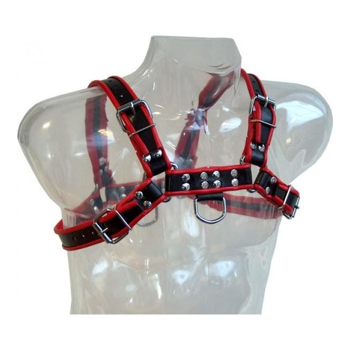 LEATHER BODY - CHAIN ARNES III NEGRO / ROJO | VibraZon