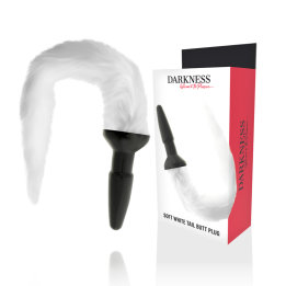 DARKNESS - PLUG ANAL SILICONA CON COLA BLANCA | VibraZon