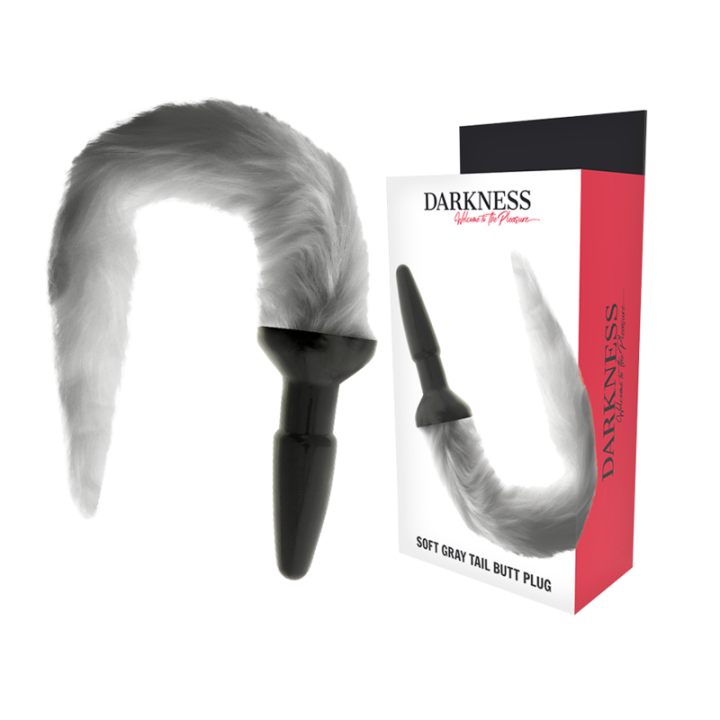 DARKNESS - PLUG ANAL SILICONA CON COLA GRIS | VibraZon