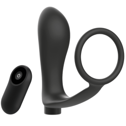 ADDICTED JUGUETES - ANILLA PENE CON PLUG ANAL CONTROL REMOTO NEGRO RECARGABLE | VibraZon