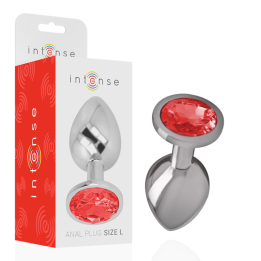 INTENSE - PLUG ANAL METAL ALUMINIO CON CRISTAL ROJO TALLA L | VibraZon