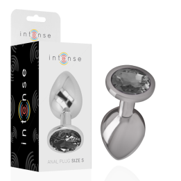 INTENSE - PLUG ANAL METAL ALUMINIO CON CRISTAL NEGRO TALLA S | VibraZon