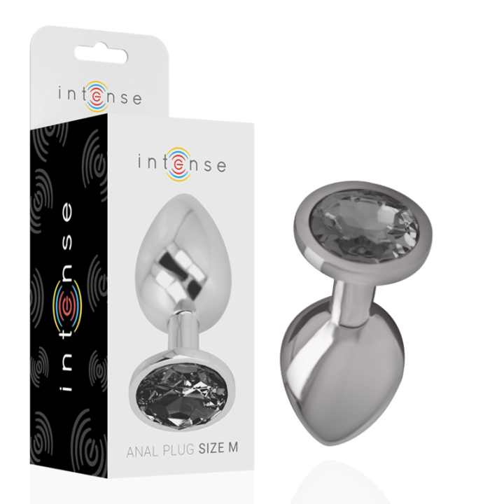 INTENSE - PLUG ANAL METAL ALUMINIO CON CRISTAL NEGRO TALLA M | VibraZon