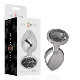 INTENSE - PLUG ANAL METAL ALUMINIO CON CRISTAL NEGRO TALLA L | VibraZon