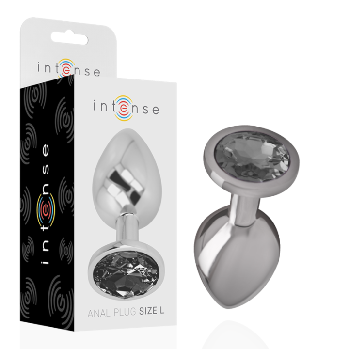 INTENSE - PLUG ANAL METAL ALUMINIO CON CRISTAL NEGRO TALLA L | VibraZon
