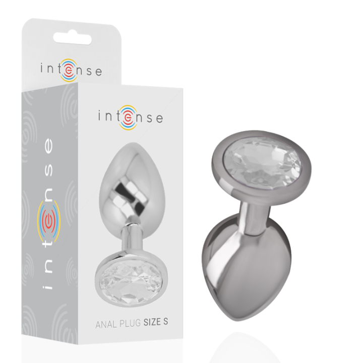 INTENSE - PLUG ANAL METAL ALUMINIO CON CRISTAL PLATA TALLA S | VibraZon