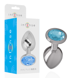 INTENSE - PLUG ANAL METAL ALUMINIO CON CRISTAL AZUL TALLA S | VibraZon