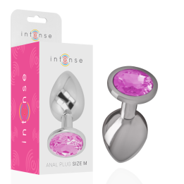 INTENSE - PLUG ANAL METAL ALUMINIO CON CRISTAL ROSA TALLA M | VibraZon