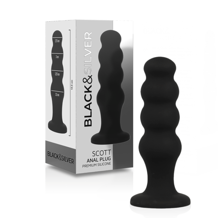 NEGRO&PLATEADO - SCOTT PLUG ANAL SILICONA PREMIUM NEGRO | VibraZon