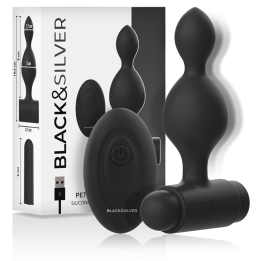 NEGRO&PLATEADO - TUCKER PEQUEÑO PLUG ANAL SILICONA CONTROL REMOTO | VibraZon