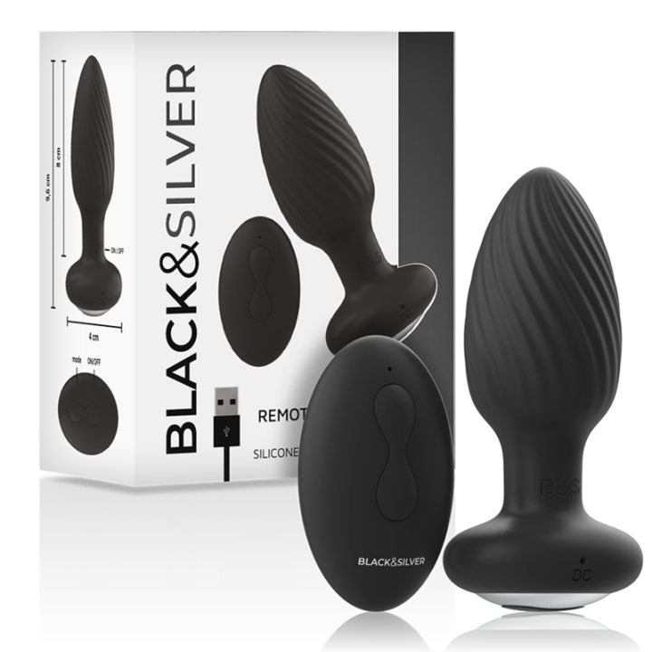NEGRO&PLATEADO - WELLS PLUG ROTADOR ANAL SILICONA CONTROL REMOTO | VibraZon